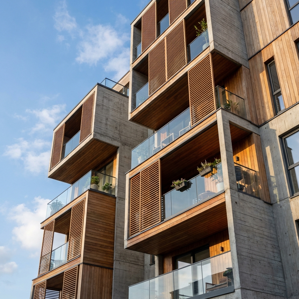 Edificio moderno con balcones